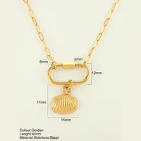 Starfish Conch Hippocampus Vintage Style Marine Style 304 Stainless Steel 18K Gold Plated Pendant Necklace Plating Lobster Trigger Clasp Closure sku image 14