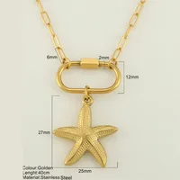 Starfish Conch Hippocampus Vintage Style Marine Style 304 Stainless Steel 18K Gold Plated Pendant Necklace Plating Lobster Trigger Clasp Closure sku image 33