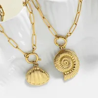 Starfish Conch Dolphin Vintage Style Marine Style 304 Stainless Steel 18K Gold Plated Pendant Necklace Lobster Trigger Clasp Closure main image 3