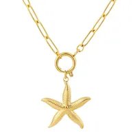 Étoile De Mer Conque Dauphin Style Vintage Style Marin Acier Inoxydable 304 Plaqué Or 18K Pendentif Fermeture À Boucle De Type Homard main image 4