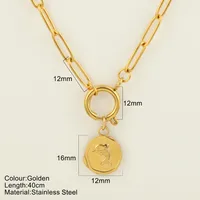 Starfish Conch Dolphin Vintage Style Marine Style 304 Stainless Steel 18K Gold Plated Pendant Necklace Lobster Trigger Clasp Closure sku image 14