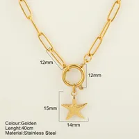 Starfish Conch Dolphin Vintage Style Marine Style 304 Stainless Steel 18K Gold Plated Pendant Necklace Lobster Trigger Clasp Closure sku image 2