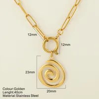 Starfish Conch Dolphin Vintage Style Marine Style 304 Stainless Steel 18K Gold Plated Pendant Necklace Lobster Trigger Clasp Closure sku image 15
