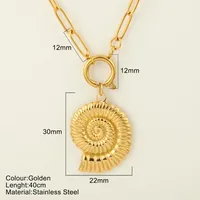 Starfish Conch Dolphin Vintage Style Marine Style 304 Stainless Steel 18K Gold Plated Pendant Necklace Lobster Trigger Clasp Closure sku image 13