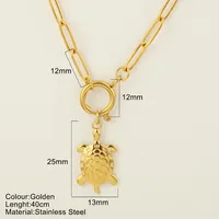 Starfish Conch Dolphin Vintage Style Marine Style 304 Stainless Steel 18K Gold Plated Pendant Necklace Lobster Trigger Clasp Closure sku image 7