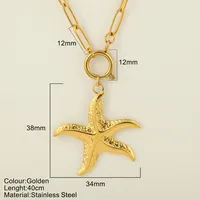 Starfish Conch Dolphin Vintage Style Marine Style 304 Stainless Steel 18K Gold Plated Pendant Necklace Lobster Trigger Clasp Closure sku image 37