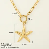Starfish Conch Dolphin Vintage Style Marine Style 304 Stainless Steel 18K Gold Plated Pendant Necklace Lobster Trigger Clasp Closure sku image 16
