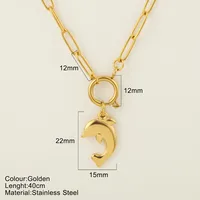 Starfish Conch Dolphin Vintage Style Marine Style 304 Stainless Steel 18K Gold Plated Pendant Necklace Lobster Trigger Clasp Closure sku image 3