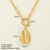 Starfish Conch Dolphin Vintage Style Marine Style 304 Stainless Steel 18K Gold Plated Pendant Necklace Lobster Trigger Clasp Closure sku image 17