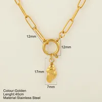 Starfish Conch Dolphin Vintage Style Marine Style 304 Stainless Steel 18K Gold Plated Pendant Necklace Lobster Trigger Clasp Closure sku image 4