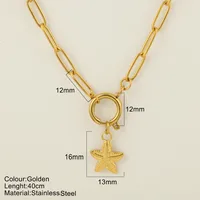 Starfish Conch Dolphin Vintage Style Marine Style 304 Stainless Steel 18K Gold Plated Pendant Necklace Lobster Trigger Clasp Closure sku image 5