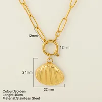 Starfish Conch Dolphin Vintage Style Marine Style 304 Stainless Steel 18K Gold Plated Pendant Necklace Lobster Trigger Clasp Closure sku image 38