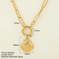 Starfish Conch Dolphin Vintage Style Marine Style 304 Stainless Steel 18K Gold Plated Pendant Necklace Lobster Trigger Clasp Closure sku image 9