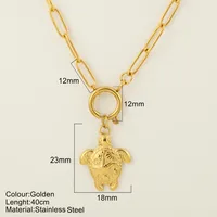 Starfish Conch Dolphin Vintage Style Marine Style 304 Stainless Steel 18K Gold Plated Pendant Necklace Lobster Trigger Clasp Closure sku image 18