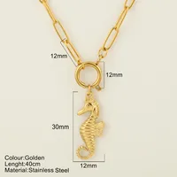 Starfish Conch Dolphin Vintage Style Marine Style 304 Stainless Steel 18K Gold Plated Pendant Necklace Lobster Trigger Clasp Closure sku image 10