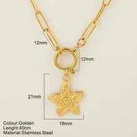Starfish Conch Dolphin Vintage Style Marine Style 304 Stainless Steel 18K Gold Plated Pendant Necklace Lobster Trigger Clasp Closure sku image 19