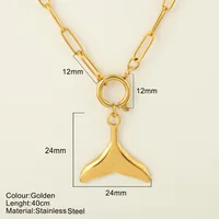 Starfish Conch Dolphin Vintage Style Marine Style 304 Stainless Steel 18K Gold Plated Pendant Necklace Lobster Trigger Clasp Closure sku image 20