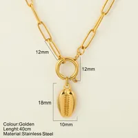 Starfish Conch Dolphin Vintage Style Marine Style 304 Stainless Steel 18K Gold Plated Pendant Necklace Lobster Trigger Clasp Closure sku image 22