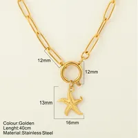 Starfish Conch Dolphin Vintage Style Marine Style 304 Stainless Steel 18K Gold Plated Pendant Necklace Lobster Trigger Clasp Closure sku image 23