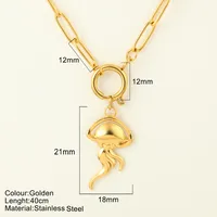 Starfish Conch Dolphin Vintage Style Marine Style 304 Stainless Steel 18K Gold Plated Pendant Necklace Lobster Trigger Clasp Closure sku image 24