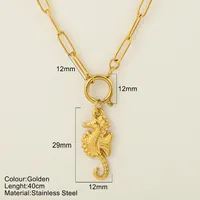 Starfish Conch Dolphin Vintage Style Marine Style 304 Stainless Steel 18K Gold Plated Pendant Necklace Lobster Trigger Clasp Closure sku image 27
