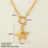 Starfish Conch Dolphin Vintage Style Marine Style 304 Stainless Steel 18K Gold Plated Pendant Necklace Lobster Trigger Clasp Closure sku image 28