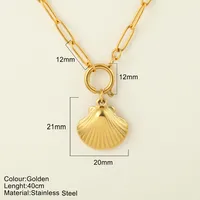 Starfish Conch Dolphin Vintage Style Marine Style 304 Stainless Steel 18K Gold Plated Pendant Necklace Lobster Trigger Clasp Closure sku image 29