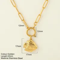 Starfish Conch Dolphin Vintage Style Marine Style 304 Stainless Steel 18K Gold Plated Pendant Necklace Lobster Trigger Clasp Closure sku image 31