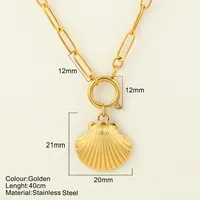 Starfish Conch Dolphin Vintage Style Marine Style 304 Stainless Steel 18K Gold Plated Pendant Necklace Lobster Trigger Clasp Closure sku image 32