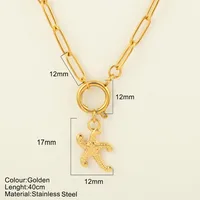 Starfish Conch Dolphin Vintage Style Marine Style 304 Stainless Steel 18K Gold Plated Pendant Necklace Lobster Trigger Clasp Closure sku image 33