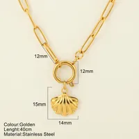 Starfish Conch Dolphin Vintage Style Marine Style 304 Stainless Steel 18K Gold Plated Pendant Necklace Lobster Trigger Clasp Closure sku image 35
