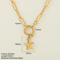 Starfish Conch Dolphin Vintage Style Marine Style 304 Stainless Steel 18K Gold Plated Pendant Necklace Lobster Trigger Clasp Closure sku image 34