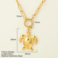 Starfish Conch Dolphin Vintage Style Marine Style 304 Stainless Steel 18K Gold Plated Pendant Necklace Lobster Trigger Clasp Closure sku image 40