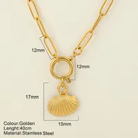 Starfish Conch Dolphin Vintage Style Marine Style 304 Stainless Steel 18K Gold Plated Pendant Necklace Lobster Trigger Clasp Closure sku image 11