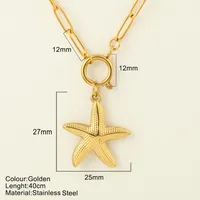 Starfish Conch Dolphin Vintage Style Marine Style 304 Stainless Steel 18K Gold Plated Pendant Necklace Lobster Trigger Clasp Closure sku image 36