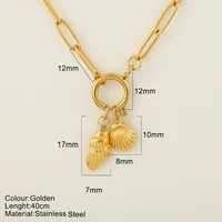 Starfish Conch Dolphin Vintage Style Marine Style 304 Stainless Steel 18K Gold Plated Pendant Necklace Lobster Trigger Clasp Closure sku image 43