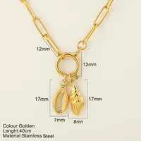 Starfish Conch Dolphin Vintage Style Marine Style 304 Stainless Steel 18K Gold Plated Pendant Necklace Lobster Trigger Clasp Closure sku image 44