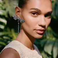 1 Par Libélula Clásico Retro Latón Diamante Pendientes De Gota main image 3