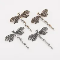 1 Pair Dragonfly Classical Retro Brass Diamond Drop Earrings main image 4