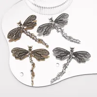 1 Pair Dragonfly Classical Retro Brass Diamond Drop Earrings main image 5