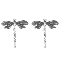 1 Pair Dragonfly Classical Retro Brass Diamond Drop Earrings sku image 2