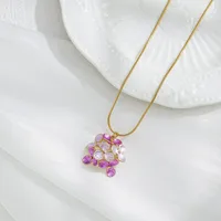 Fleur Style De Fée Élégant Princesse Acier Inoxydable 304 Pendentif Fermeture À Boucle De Type Homard main image 4