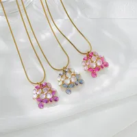 Fleur Style De Fée Élégant Princesse Acier Inoxydable 304 Pendentif Fermeture À Boucle De Type Homard main image 3