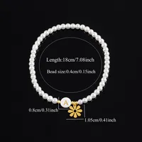 Round Letter Flower Elegant Simple Style Classic Style 304 Stainless Steel Artificial Pearl Shell Bracelets Wholesale main image 2