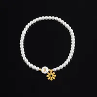 Round Letter Flower Elegant Simple Style Classic Style 304 Stainless Steel Artificial Pearl Shell Bracelets Wholesale main image 3