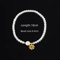 Round Letter Flower Elegant Simple Style Classic Style 304 Stainless Steel Artificial Pearl Shell Bracelets Wholesale sku image 9