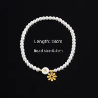Round Letter Flower Elegant Simple Style Classic Style 304 Stainless Steel Artificial Pearl Shell Bracelets Wholesale sku image 21