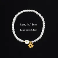Round Letter Flower Elegant Simple Style Classic Style 304 Stainless Steel Artificial Pearl Shell Bracelets Wholesale sku image 22