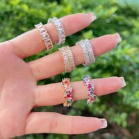 Geometric French Style Sweet Zircon Copper 18K Gold Plated Silver Plated Open Rings Inlay main image 1