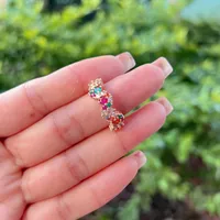 Geometric French Style Sweet Zircon Copper 18K Gold Plated Silver Plated Open Rings Inlay main image 4